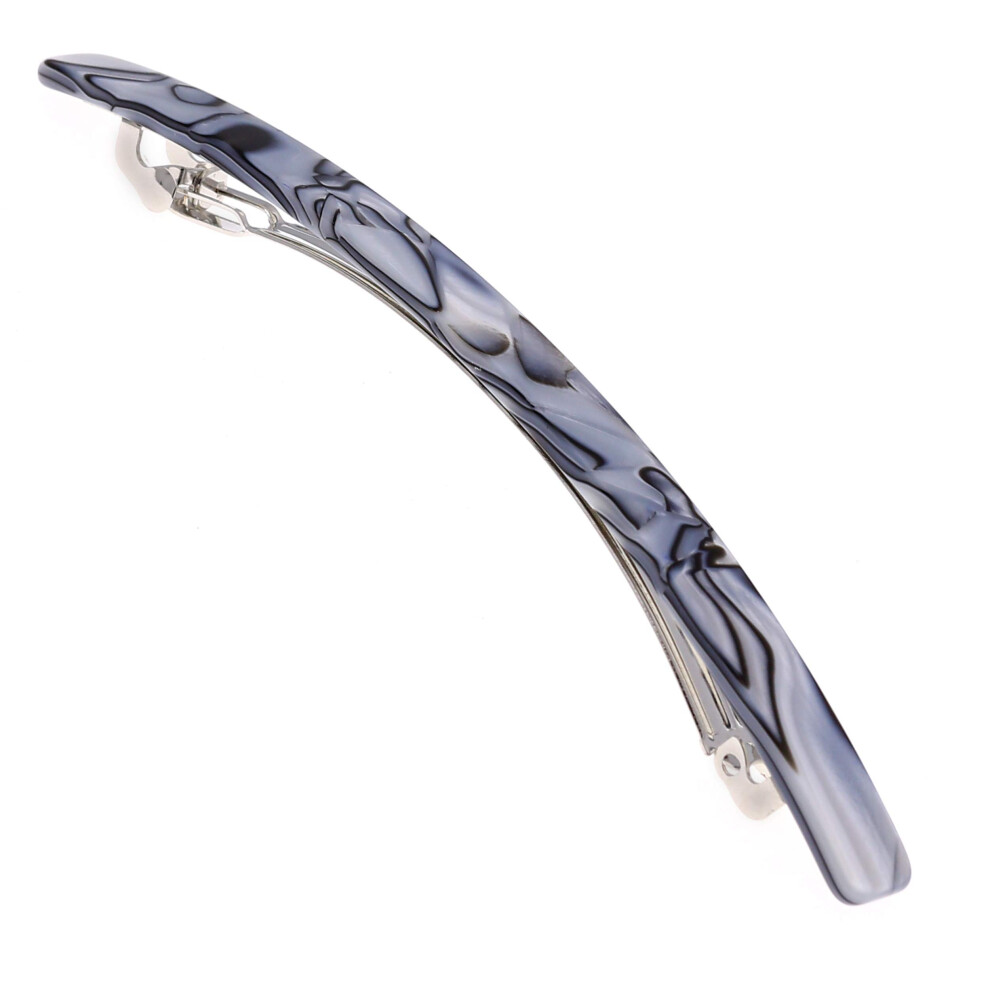 Camila Paris Cp2978 French Hair Barrette Large Handmade Gray, Long Skinny Strong Hold Grip Hair Clips For Women, Thin Automatic No Slip And Durable St