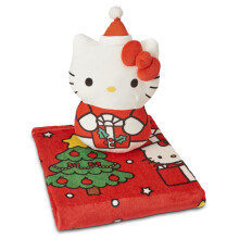 Conjunto de Almohada y Manta de Hello Kitty Santa Sweet - Almohada de Personaje de 11" con Manta de 40x50"