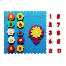 Kinderspeelgoed: vilten bloemen voor het invullen van getallen.