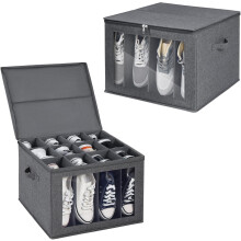 Shoe Organizer Fabric Storage Box with Clear Window 2 Pack