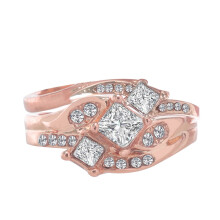 Damen-Verlobungsring mit Diamantbesatz, Gold, Roségold, Imitationsdiamant, Zirkonia-Ring