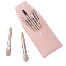 Mini ensemble de pinceaux de maquillage à manche en bois, 8 pièces Morandi