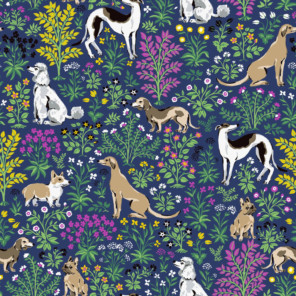 Nuwallpaper X Printfresh Must Love Dogs Indigo Peel And Stick Wallpaper, Pfs6378 091212872479