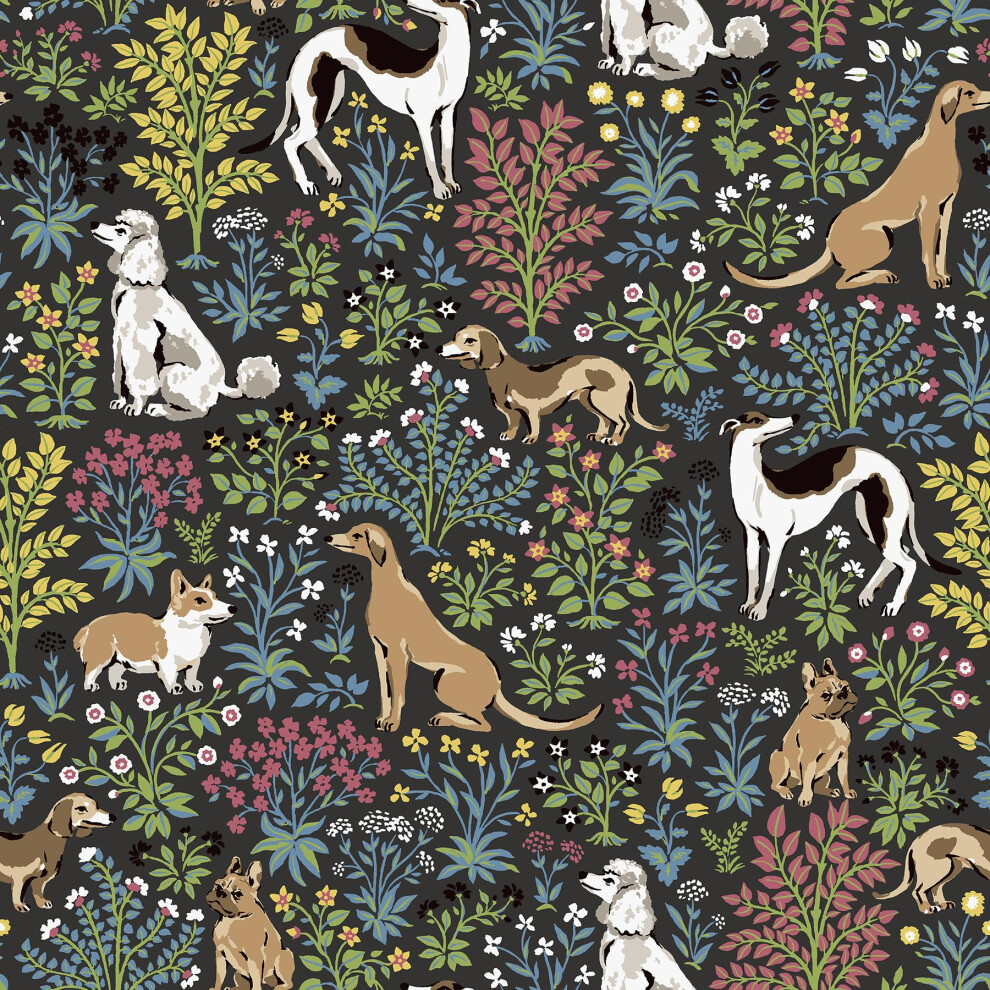 Nuwallpaper X Printfresh Must Love Dogs Charcoal Peel And Stick Wallpaper, Pfs6381 091212872509