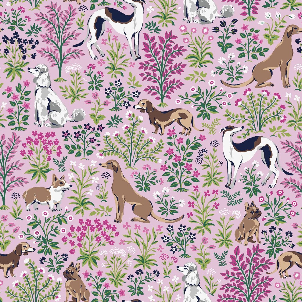 Nuwallpaper X Printfresh Must Love Dogs Pink Peel And Stick Wallpaper, Pfs6379 091212872486