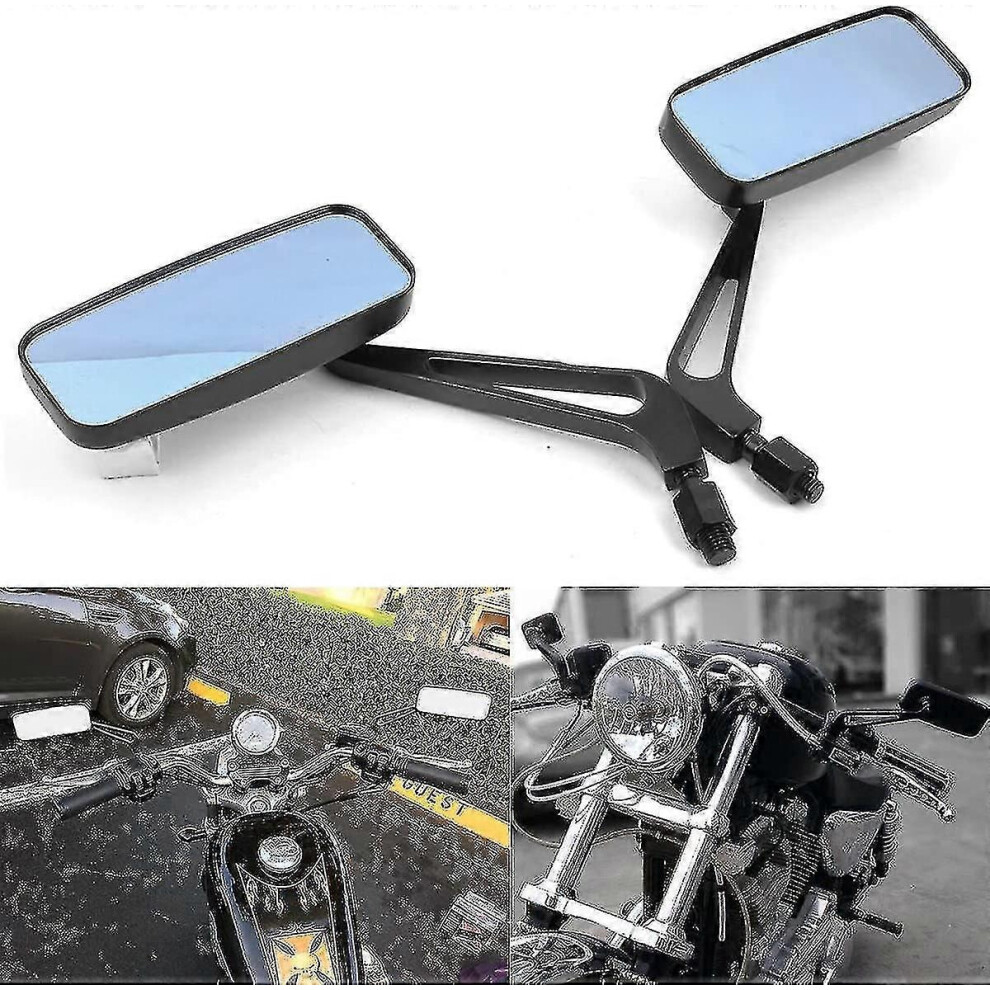 8Mm/10Mm Motorcycle Rectangle Rearview Mirror Handlebar Wing Mirror For Bobber Cruiser Choppers Touring Atv Sport Bike Black 9172985331538