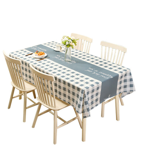 YangJinLian rectangular gingham tablecloth blue waterproof 1