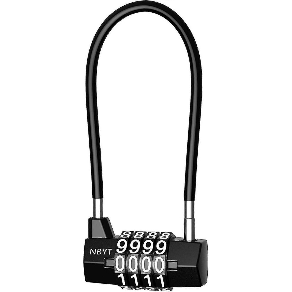 4 Digit Combination Padlock, 5Mm Width Flexible Cable Lock, Long Shackle Padlocks, Updated Safety Resettable Lock Compatible Gym Locker 9172985331484