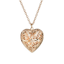 Collar con colgante de corazón y marco de fotos, joyería sólida, regalo
