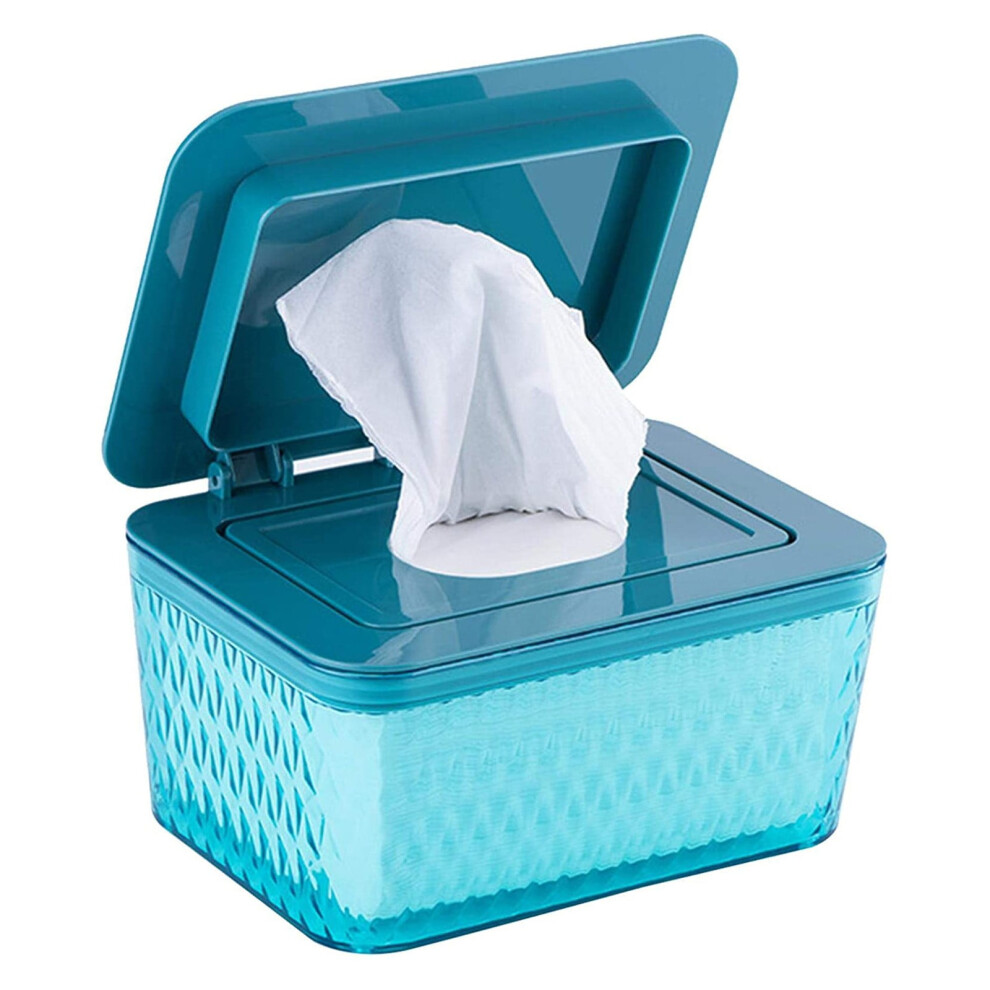 Blue plastic wet wipes dispenser box