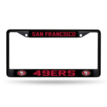 Rico Industries NFL San Francisco 49ers Zwarte Chrome Frame met Geprinte Inserts 12" x 6" Auto Accessoire
