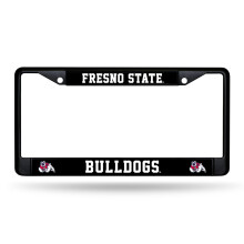 Rico Industries NCAA Fresno State Bulldogs Zwarte Chroom Nummerplaat met Plastic Inzetstukken 12" x 6" Auto Accessoire