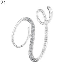 Yesbay rhinestone letter brooch A-Z silver 1 piece
