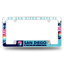 Rico Industries NWSL San Diego Wave FC 12" x 6" Chrome Autolijstplaatframe voor Auto/Vrachtwagen/SUV