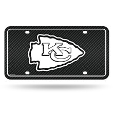 Rico Industries NFL Kansas City Chiefs Carbon Fiber Metalen Tag 8.5" x 11" - Perfect voor Auto/SUV