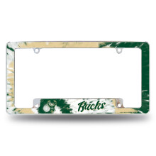 Rico Industries NBA Milwaukee Bucks Tie Dye 12" x 6" Chrome Autokentekenplaatframe