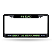 Rico Industries NFL Seattle Seahawks #1 DAD Zwart Chroomlijst met Decal 12" x 6" Auto Accessoire