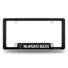Rico Industries NBA Milwaukee Bucks Carbon Fiber 12" x 6" Chrome Autolabel Frame