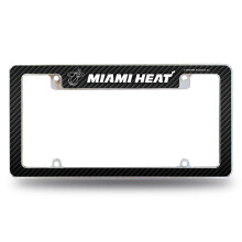 Rico Industries NBA Miami Heat Carbon Fiber 12" x 6" Chrome Auto Kentekenlijst voor Auto/Vrachtwagen/SUV