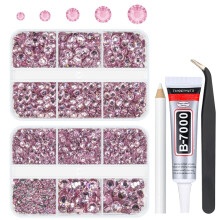 qiipii Hellrosa Harz Kristall Strass für Basteln Flachrücksteine 2mm 3mm 4mm 5mm 6mm Non-Hotfix Diamanten