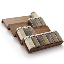 Rangement à épices en bois d'acacia Tinamo pour placard - Insert tiroir à épices, organisateur d'assaisonnements