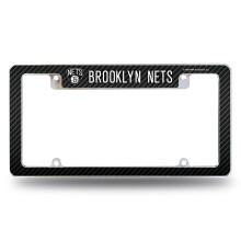 Rico Industries NBA Brooklyn Nets Carbon Fiber 12" x 6" Chrome Auto Kentekenplaat Frame