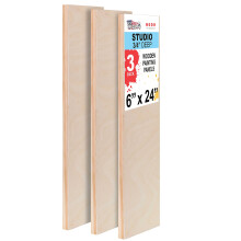 U.S. Art Supply Unbehandelte Holzplatten für Malerei, 3er Pack 6x24 Zoll - Studio Birke Holzmalplatten 3/4" Tief - Mischtechniken