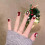 Christmas Press On Nails Red White Stripe Snowflake Glossy 6