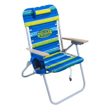 Tommy Bahama Hi-Boy 17" Zithoogte 4-Positie Vouwbare Strandrugzakstoel, 1-Pack, Groen en Blauw Streep