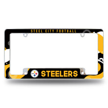 Rico Industries NFL Voetbal Pittsburgh Steelers Wave 12" x 6" Chrome Nummerplaat Frame