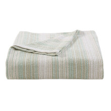Tommy Bahama- King Blanket, Soft Cotton Bedding, Coastal Inspired Bedding Essentials (Sandy Shore Stripe Green, King)