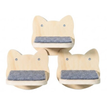 3Pcs X Cat Wall Shelves, Wooden Wall-Mounted Cat Furniture Cat Climbing Ladder