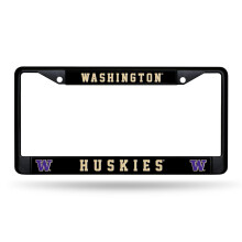 Rico Industries NCAA Washington Huskies Zwarte Kentekenplaathouder 12" x 6" Zwart Chroom
