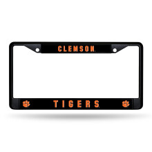 Rico Industries NCAA Clemson Tigers Zwarte Kentekenplaat Hoes 12" x 6" Zwart Chroom