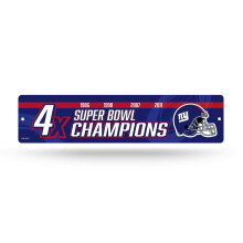 Rico Industries NFL New York Giants - 4X Kampioen Plastic Straatnaambord - Wanddecoratie, 3.75" x 16.00"