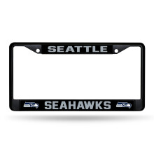 Rico Industries NFL Voetbal Seattle Seahawks Zwart Chroom Frame met Inleg van 12" x 6" Auto Accessoire