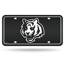 Rico Industries NFL Cincinnati Bengals Carbon Fiber Metalen Tag 8.5" x 11" - Perfect voor Auto/SUV