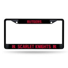 Rico Industries NCAA Rutgers Scarlet Knights Zwart Chroom Frame met Decals 12" x 6" Auto Accessoire