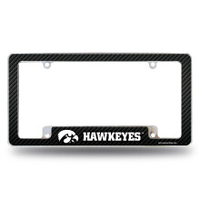 Rico Industries NCAA Iowa Hawkeyes Carbon Fiber 12" x 6" Chrome Auto Kentekenplaat Frame