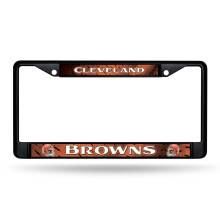 Rico Industries NFL Football Cleveland Browns Zwart Chroom Frame met Decal Inserts 12" x 6" Auto Accessoire