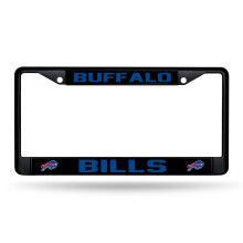 Rico Industries NFL Football Buffalo Bills Zwart Chroom Frame met Inleg 12" x 6" Auto Accessoire