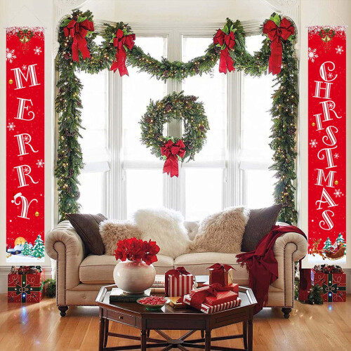 Christmas plaid sign set red black 3 pieces 2