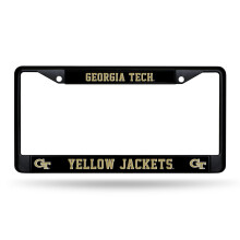 Rico Industries NCAA Georgia Tech Yellow Jackets - GT Black Chrome Frame with Plastic Inserts 12" x 6" Car/Truck Auto Accessory