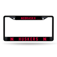 Rico Industries NCAA Nebraska Cornhuskers Zwart Chrome Frame met Decal 12" x 6" Auto Accessoire