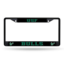 Rico Industries NCAA South Florida Bulls - USF Zwarte Chroom Nummerplaat met Plastic Inzetstukken 30 cm x 15 cm Auto Accessoire