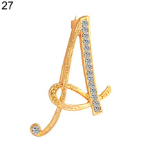 Yesbay rhinestone letter brooch A-Z gold 1 piece