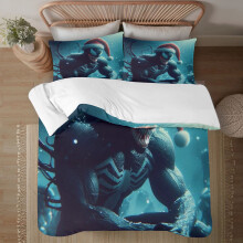 Set de lenjerie de pat Christmas Venom Comfort Twin, cuvertură pentru copii, cadou pentru adulți, set de 3 piese, imprimare cu desene animate,
