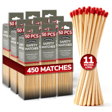 11-Inch Extra Long Wooden Safety Matches (9 Pack) - Ideal for Lighting Fireplace, Candles, Grills & Camping Firepits - Strike on Box - Heavy Duty Long