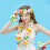 Conjunto de tiara havaiana com flores e folhas verdes. 2
