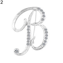 Yesbay rhinestone letter brooch A-Z silver 1 piece